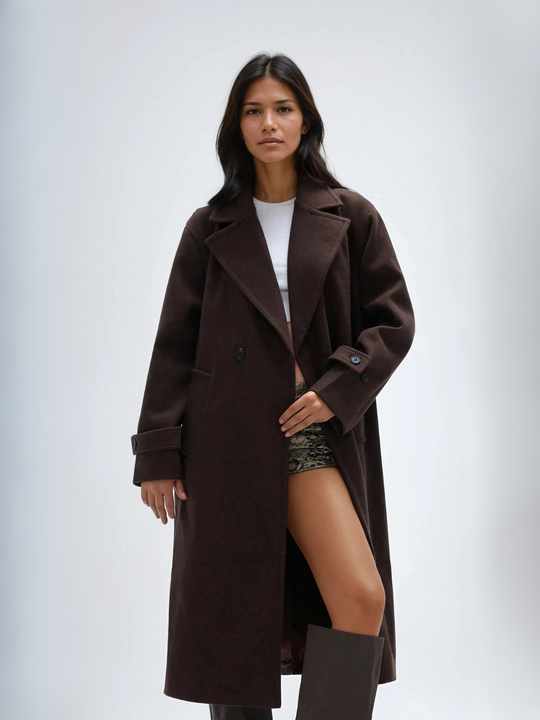Oversize Wool Coat Cozy Warmth Lapel Elegant Style Casual