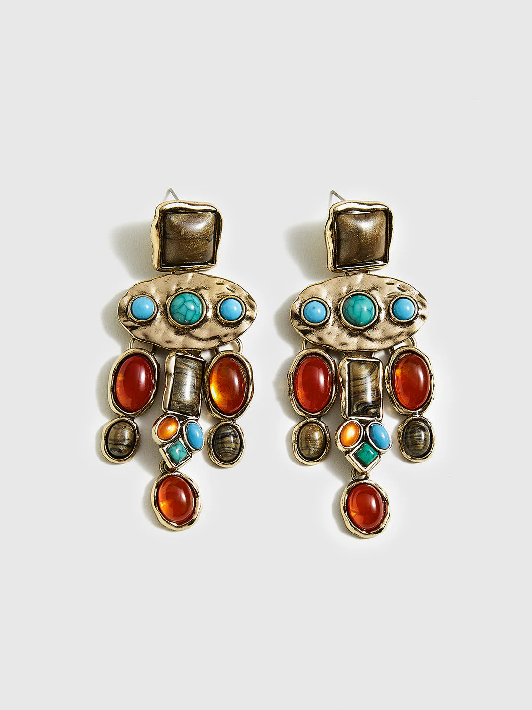 Boho Chic Colorful Gemstones Pendant Earrings - LA FEMME WANDERER