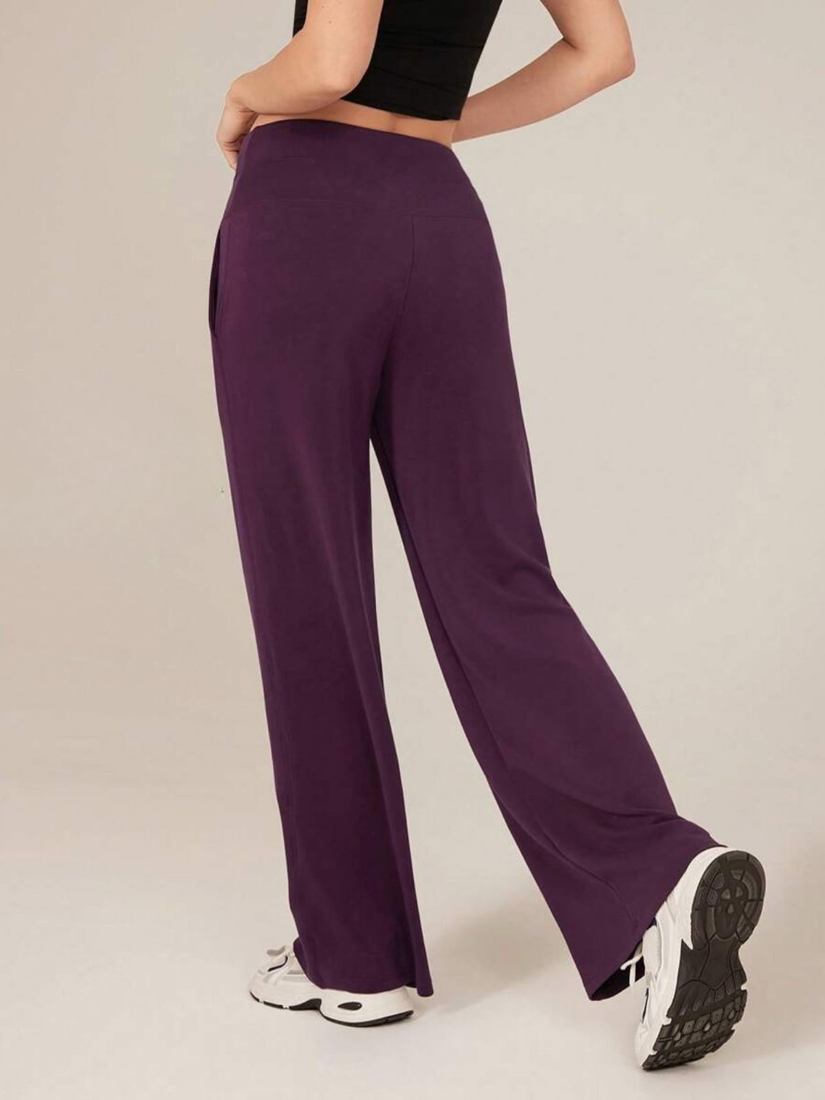 Modal-Seide Loungehose mit weitem Bein, hohem Bund und Taschen für Komfort und Stil im Alltag