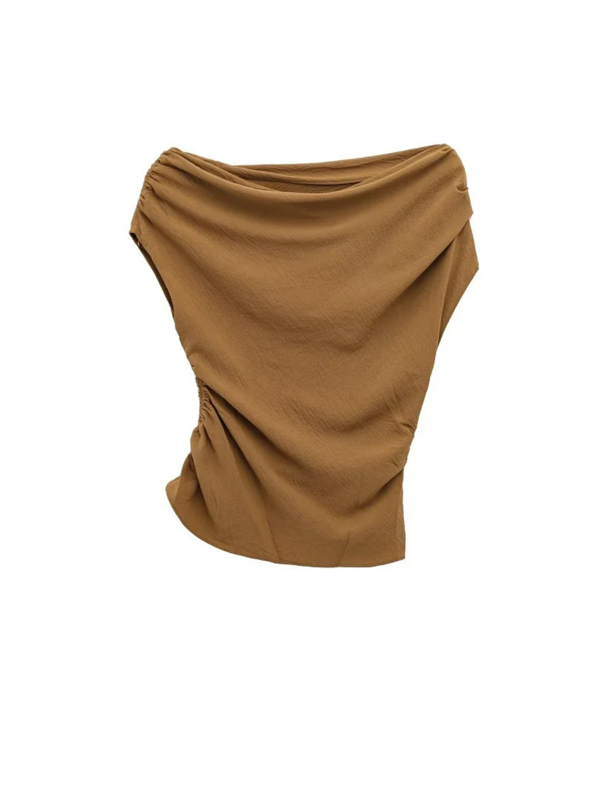 Ruched Crop Top Women Asymmetric Tank Off Shoulder Summer Beach Camisole Top Lightweight Wear