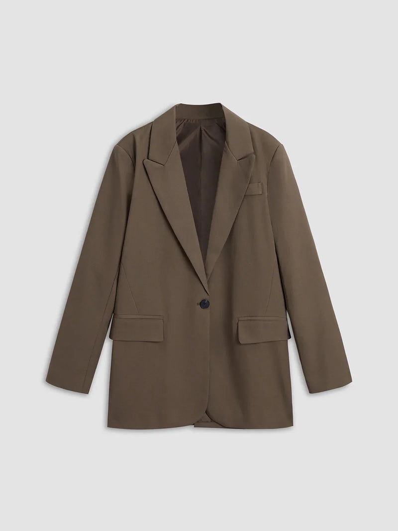 Einfarbiger, einreihiger Oversize-Blazer