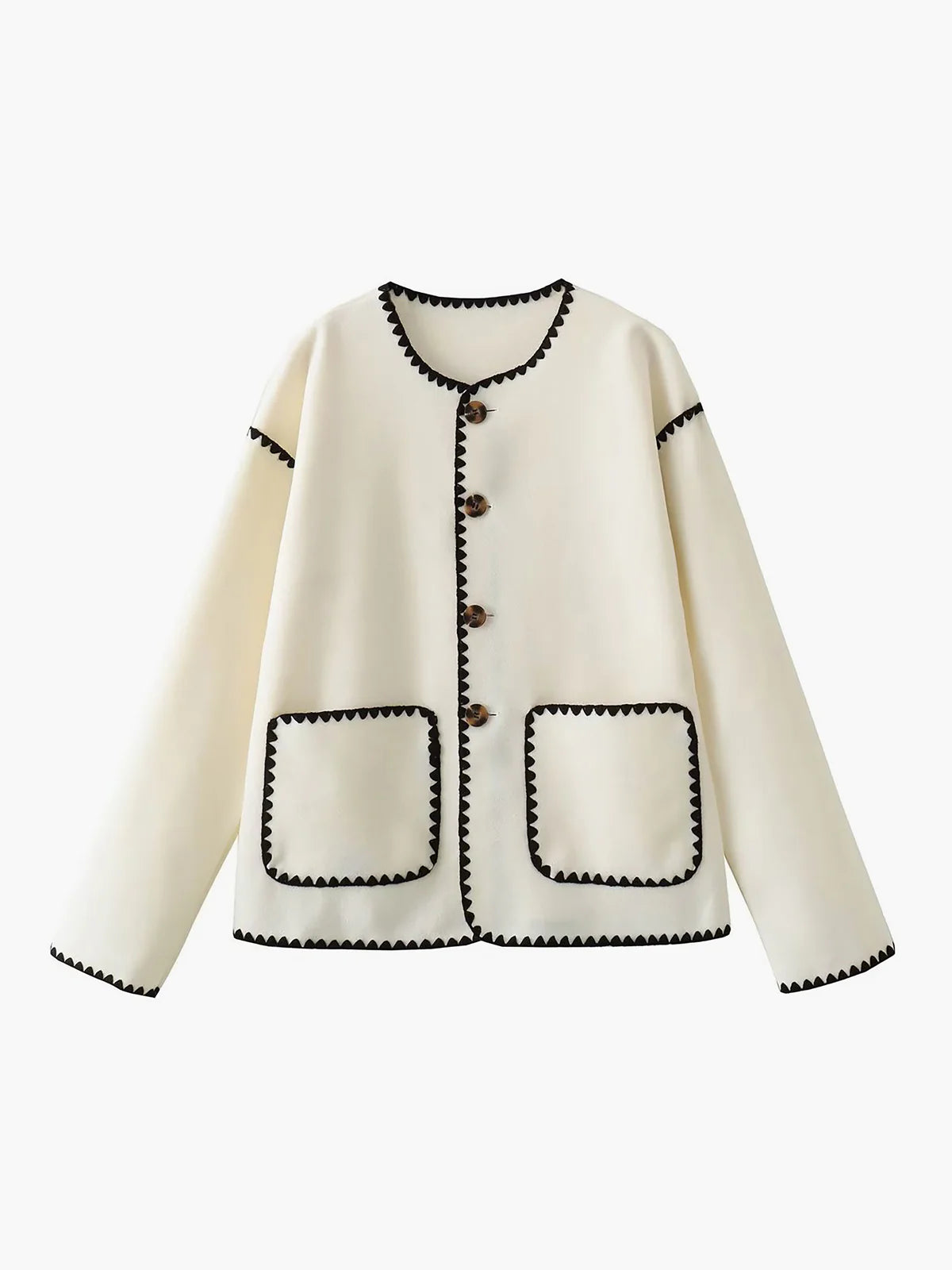 Essential Contrast Trim Coat - LA FEMME WANDERER