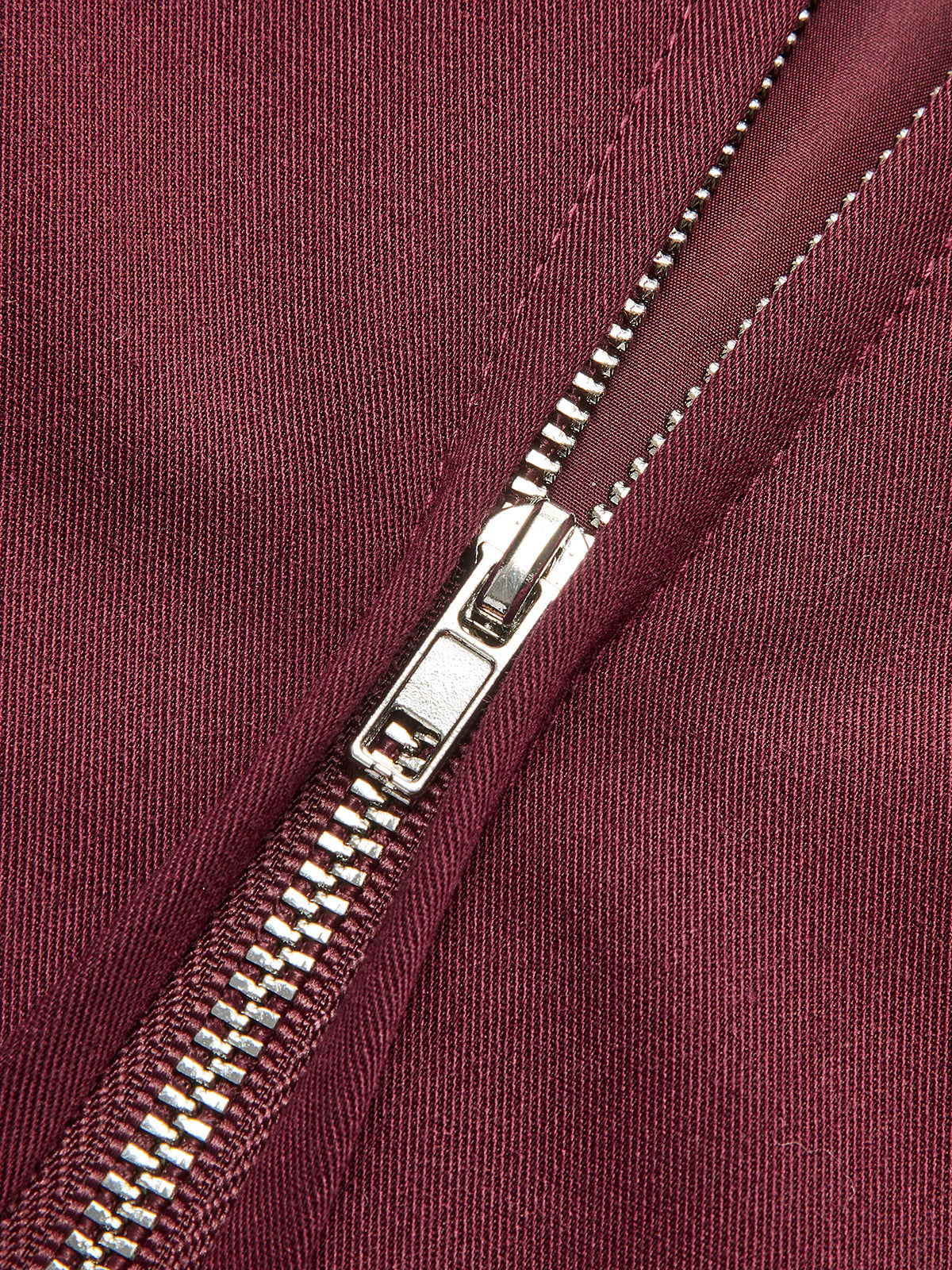 Vintage Lapel Zipper Burgundy Jacket - LA FEMME WANDERER