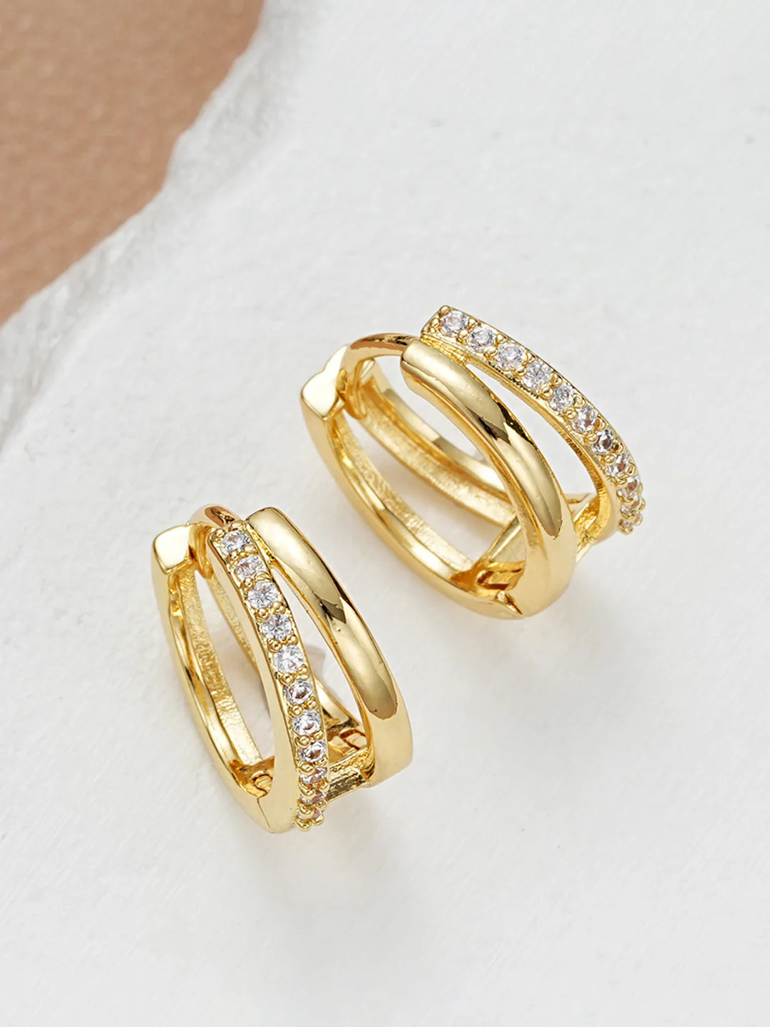 Double Hoop Rhinestone Earrings - LA FEMME WANDERER