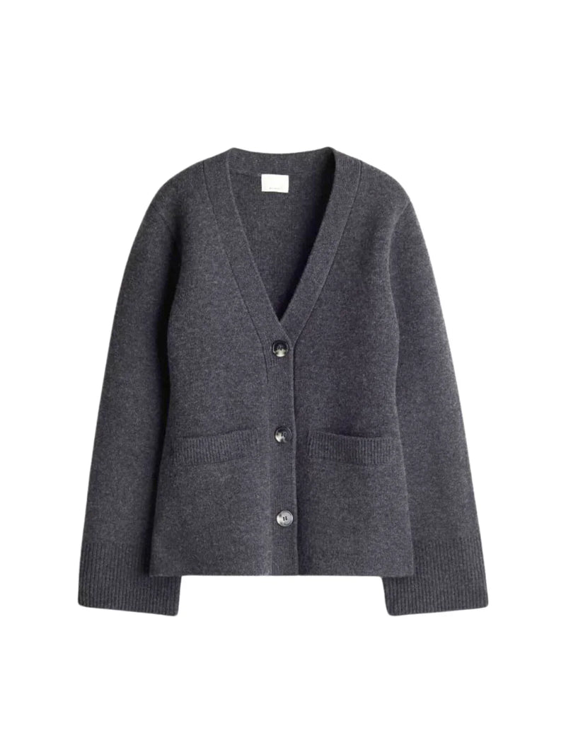 All-Match-Strickjacke mit V-Ausschnitt und langen Ärmeln