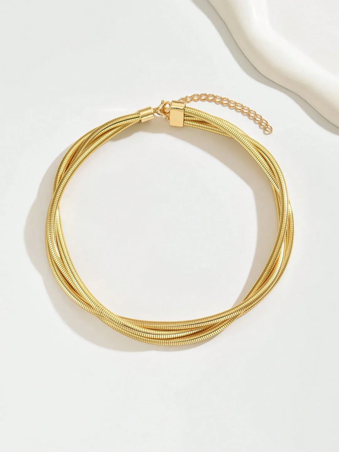 Triple-Layered Gold-Tone Choker Necklace - LA FEMME WANDERER