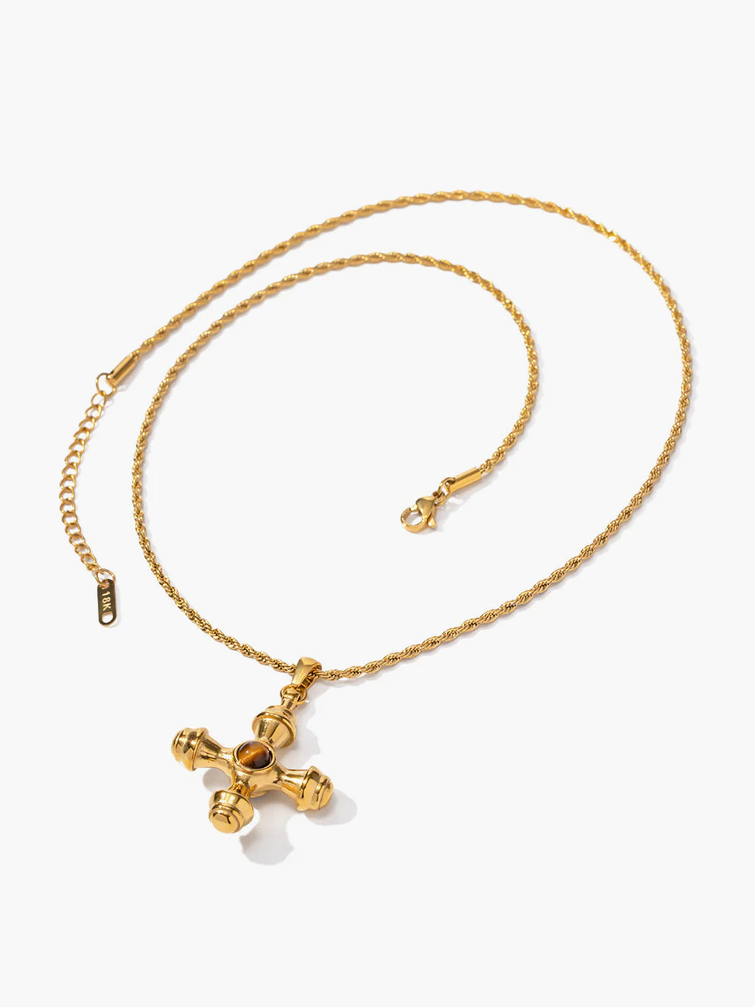 Cats Eye Stainless Steel Cross Necklace - LA FEMME WANDERER
