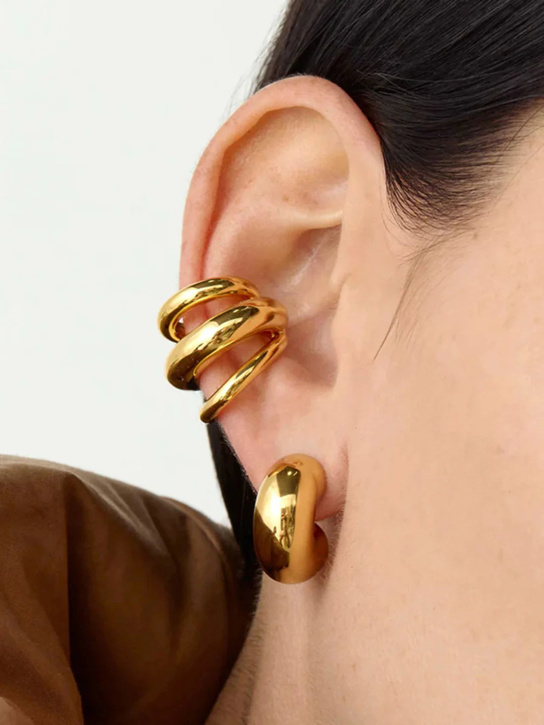 Triple Layered Chubby Hoop Ear Cuff - LA FEMME WANDERER