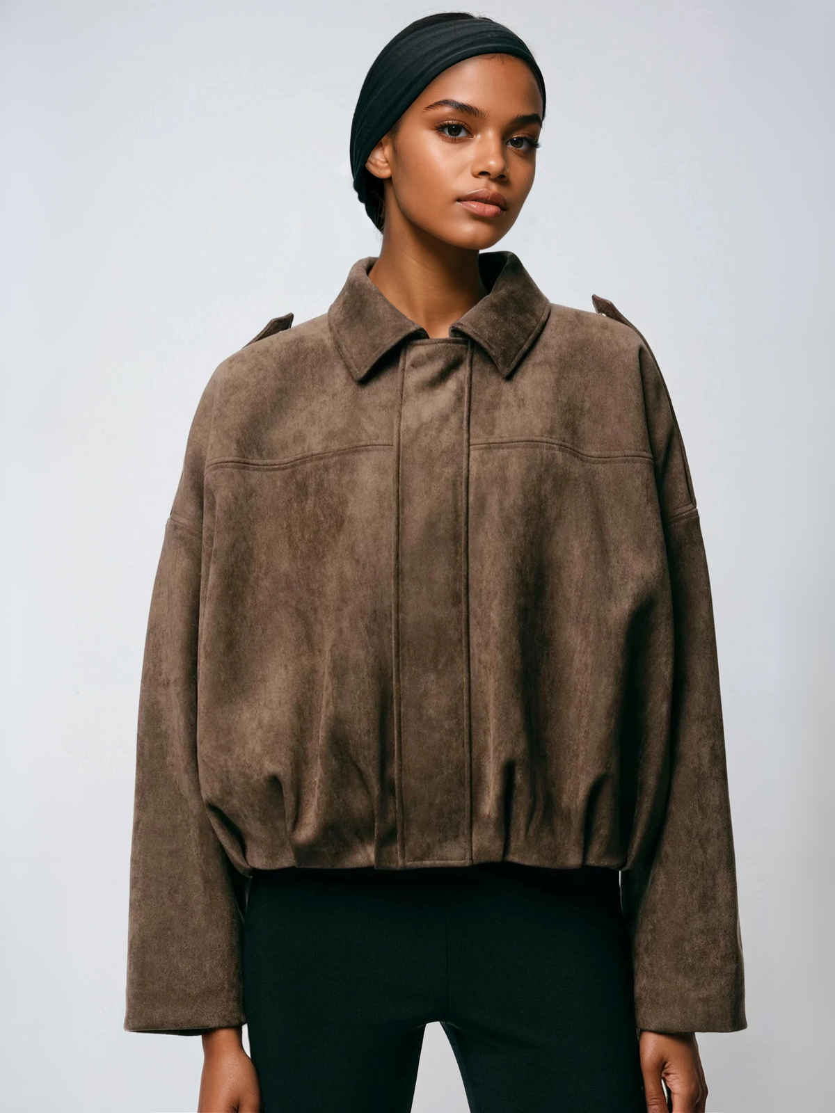 Batwing Sleeve Premium Textured Suede Pilotjacke