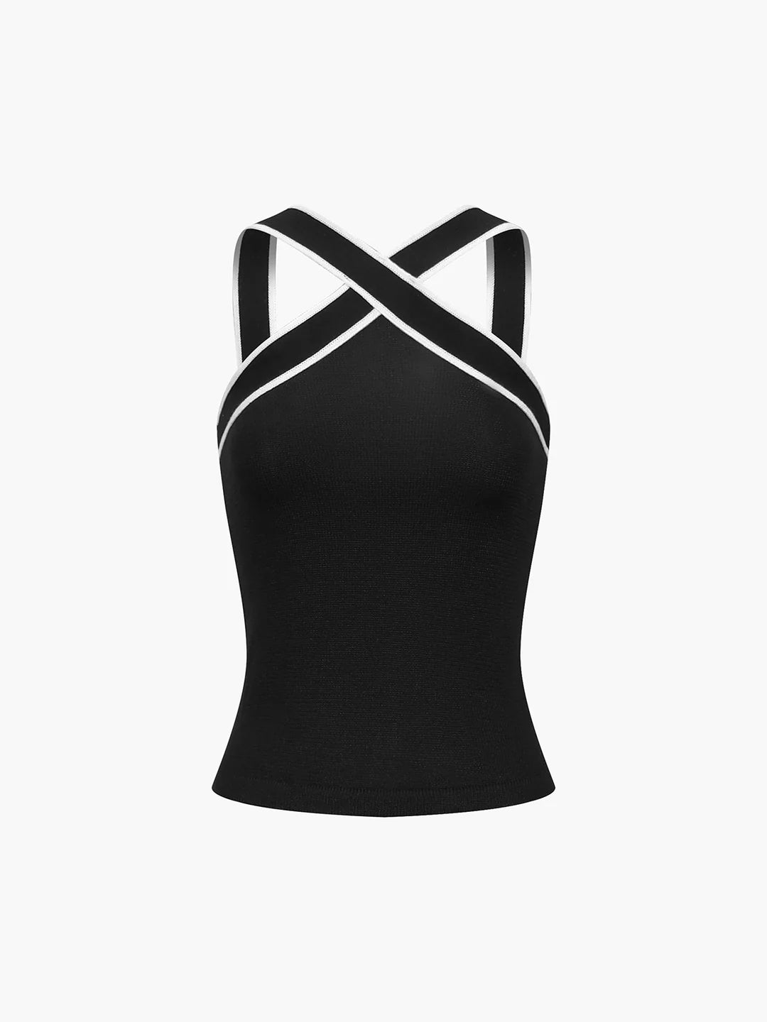Contrast Color Cross V-neck Sling Top - LA FEMME WANDERER