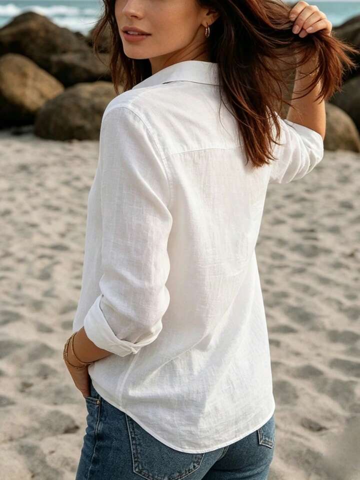 Classic Style Casual Button Down Long Sleeve Shirt