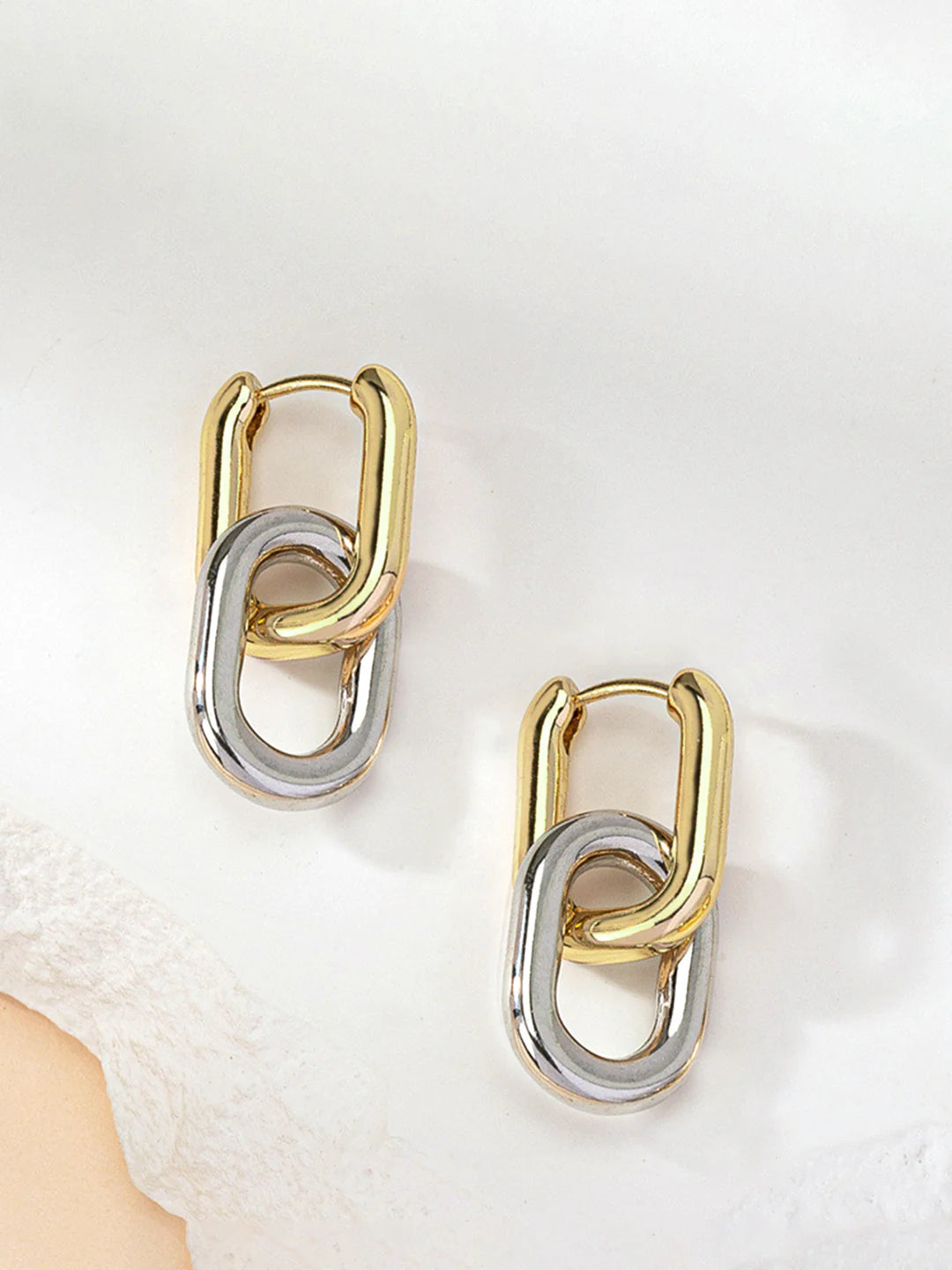 Lantern Ring Two-Tone Hoop Drop Earrings - LA FEMME WANDERER