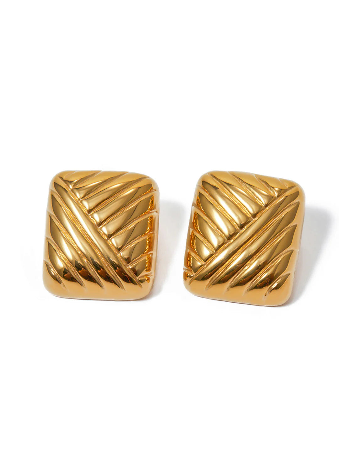 Stainless Steel Square Textured Earrings - LA FEMME WANDERER