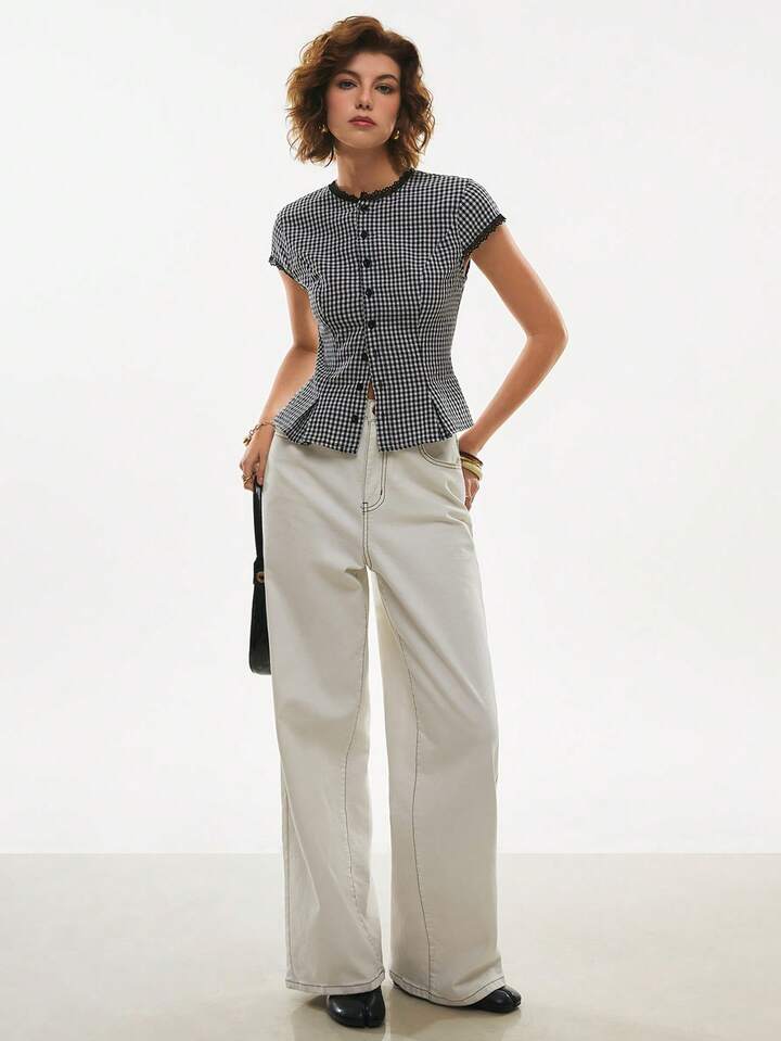 Always Elegant Cotton Lace Trim Top