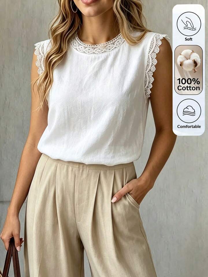 Lightweight Lace-Trim Top for Effortless Summer Looks