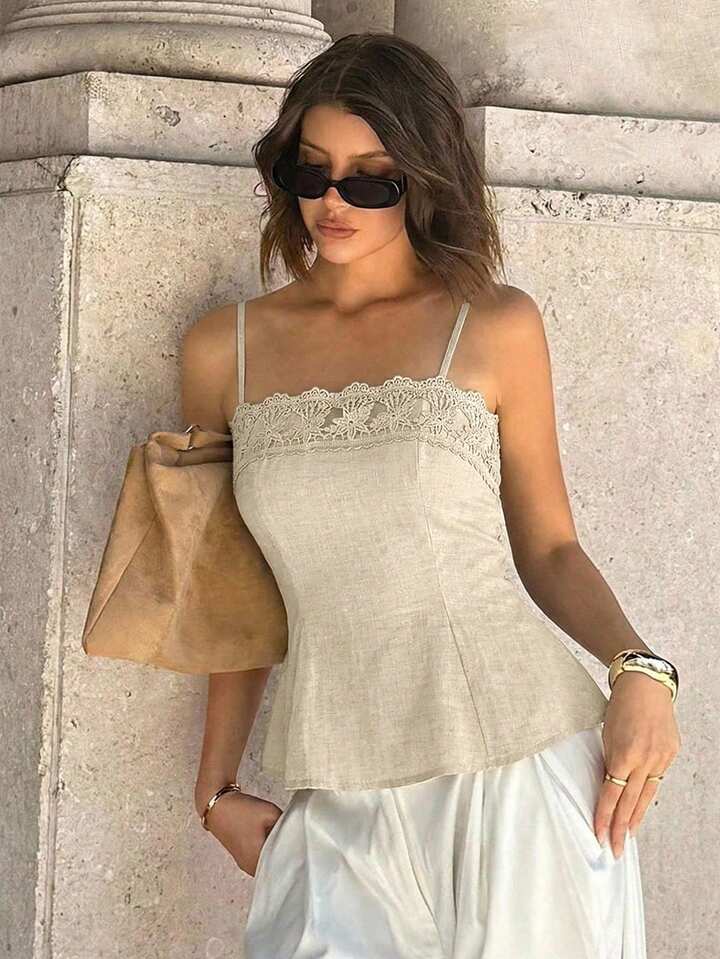 Elegant Peplum Camisole for European Summer Looks