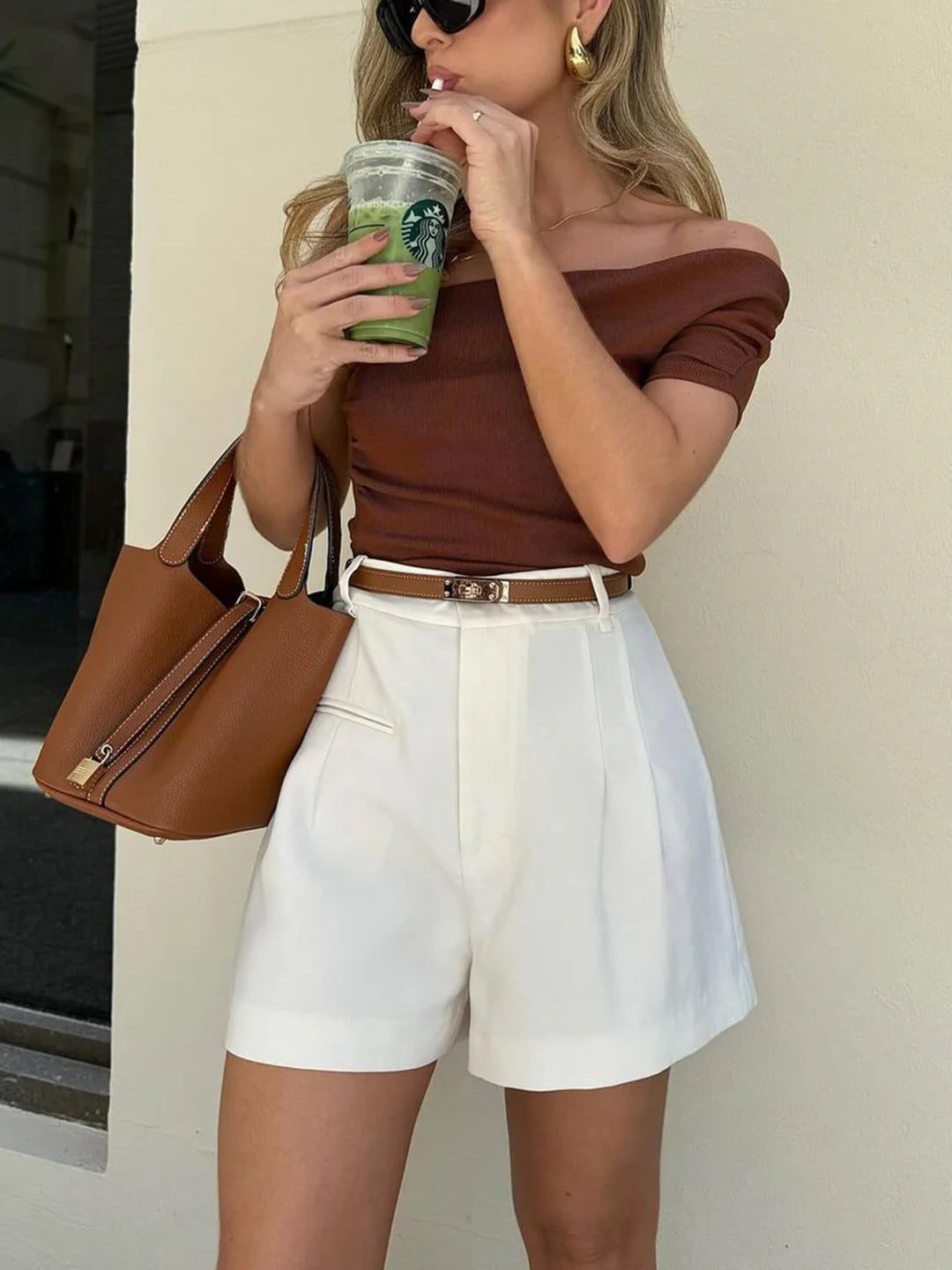 Semi-Sheer Mid-Waist Shorts Without Belt - LA FEMME WANDERER