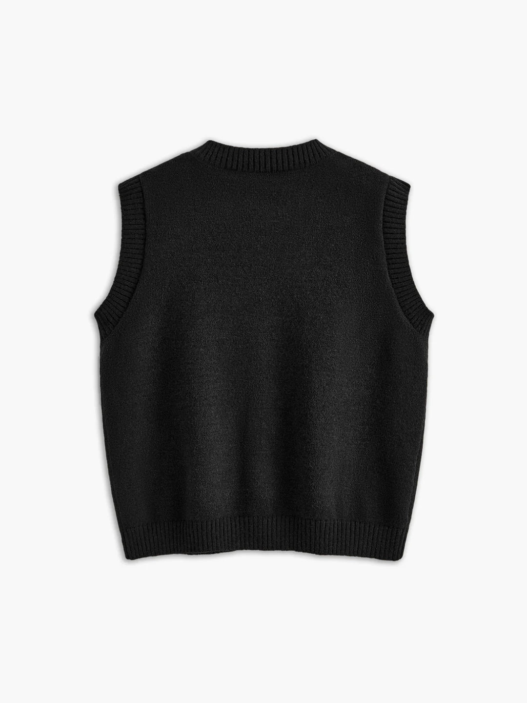 Single-breasted Casual Button Up Sweater Vest - LA FEMME WANDERER