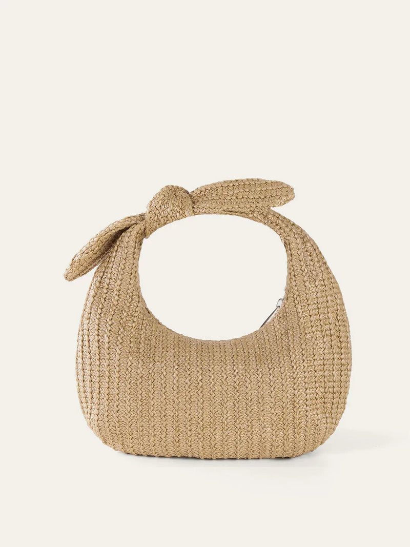 Vacation Style Bow Knot Detail Straw Bag