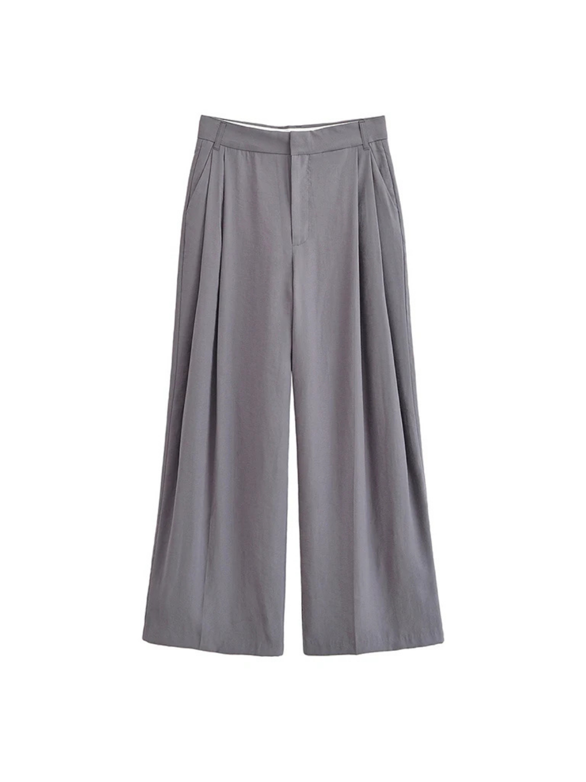 Double Pleat High Waist Wide Leg Trousers