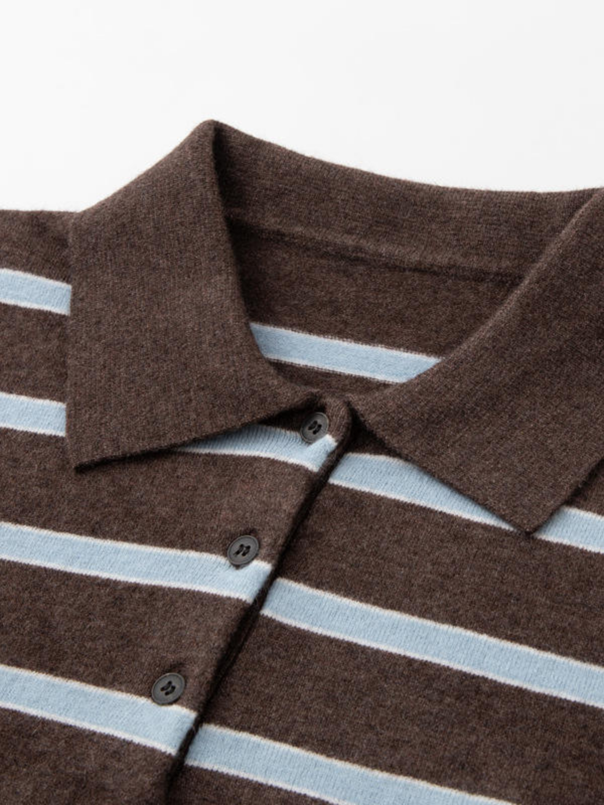 Striped Polo Collar Knit Sweater