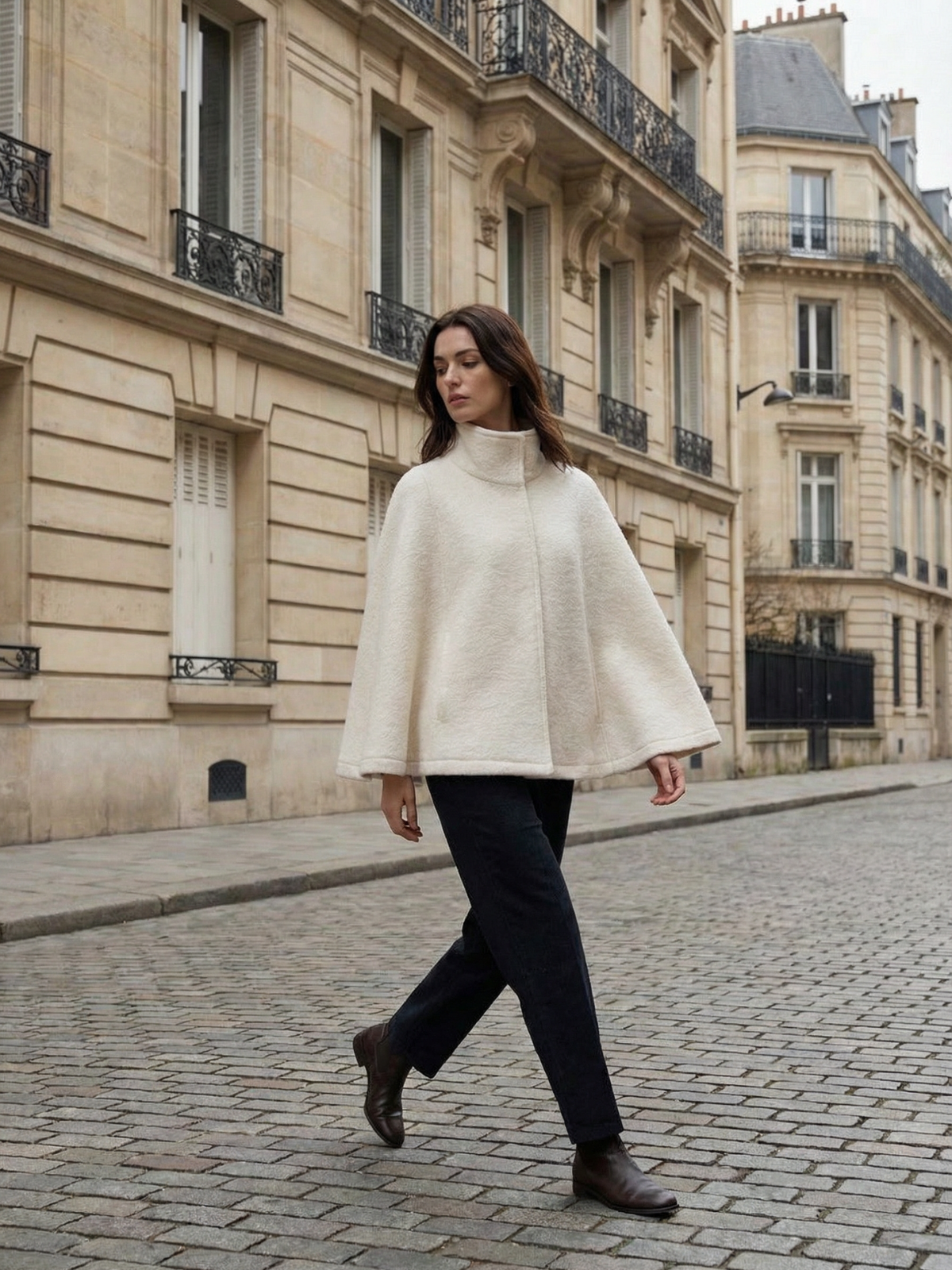 Teddy-Cape-Jacke mit Frontreißverschluss und Stehkragen