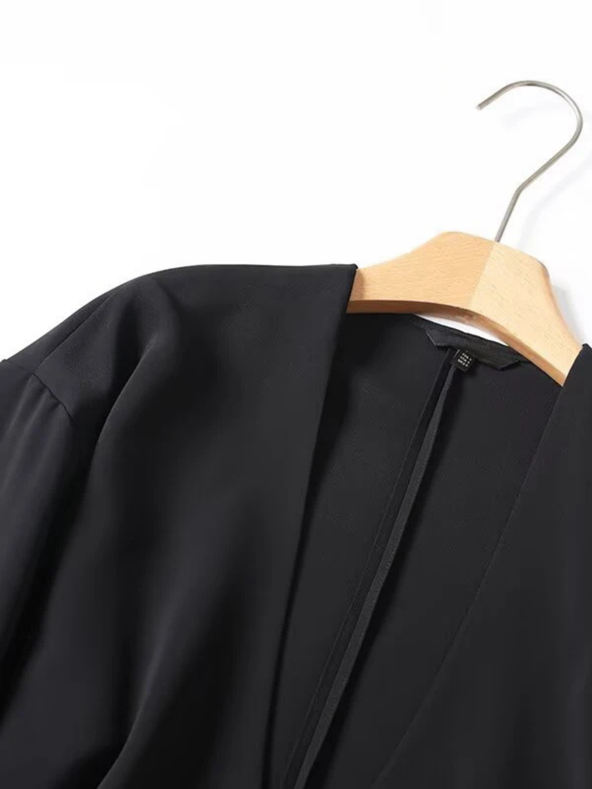 Womens Lace Up Wrap Cross V Neck Long Sleeve Kimono Top Black For Office Casual Wear