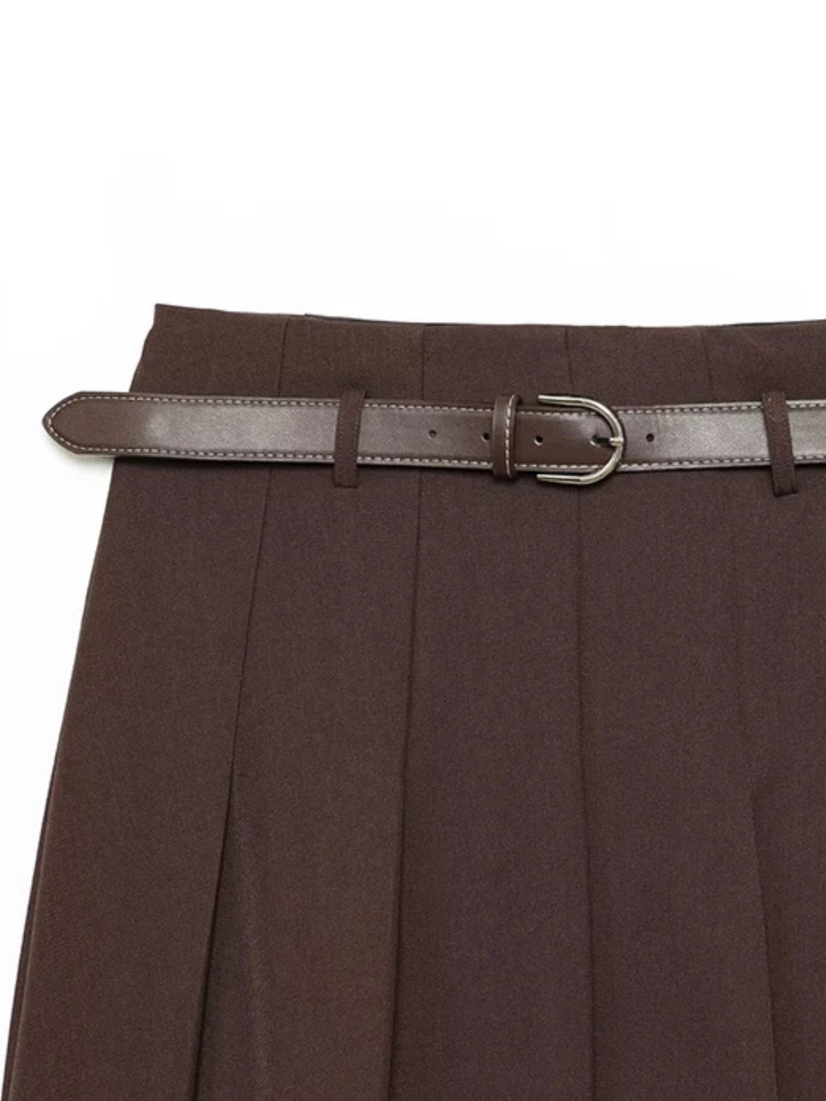 Belted High Waist Pleated Mini Skirt