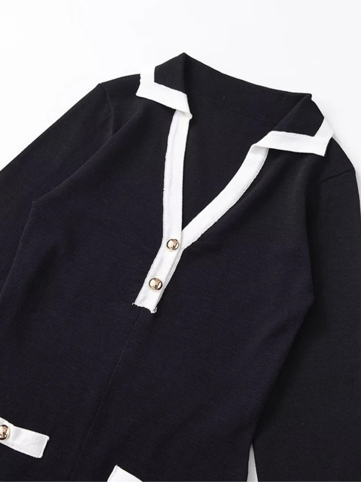 Lapel Collar Knit A-line Dress